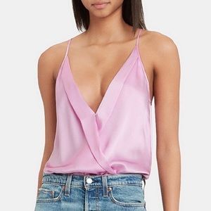 Michelle Mason Pink Silk Charmeuse Cami Bodysuit
